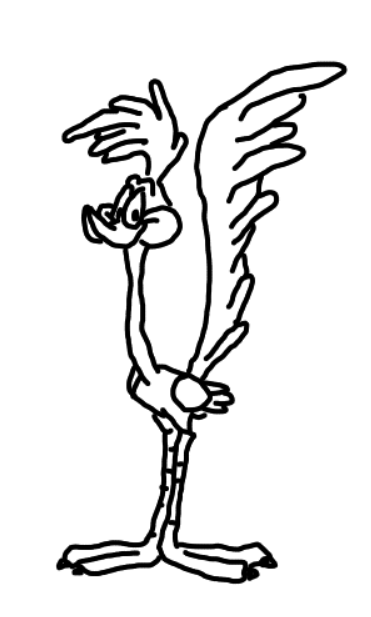 A poorly drawn Roadrunner, by yours truly